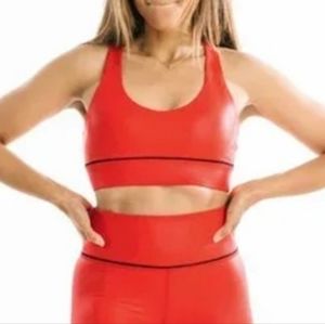 Zyia Red Sweetheart Metallic Strappy Bra Size XXL EUC